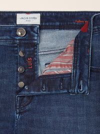 Luis Regular 5 Pocket Jeans in Dark Blue Comfort Stretch Denim