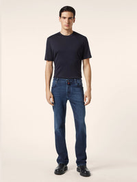Luis Regular 5 Pocket Jeans in Dark Blue Comfort Stretch Denim