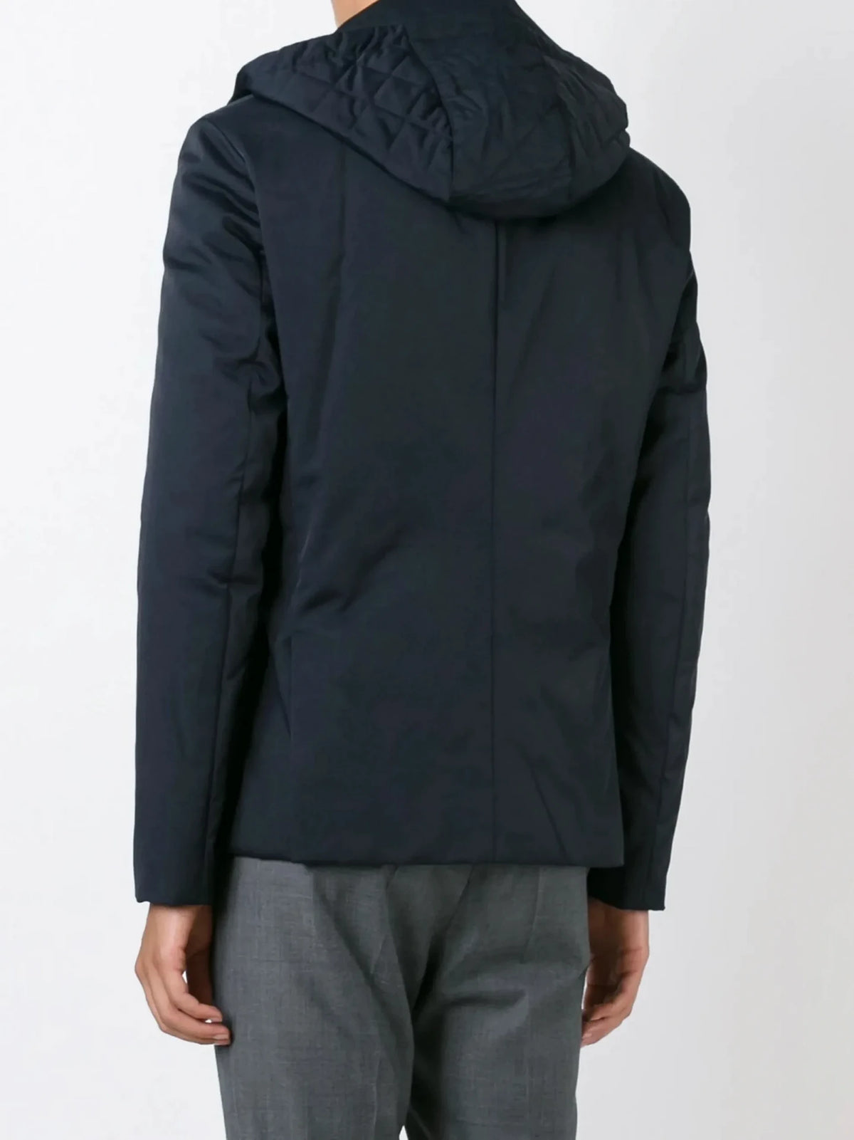 Hooded Navy Blue Caban Coat