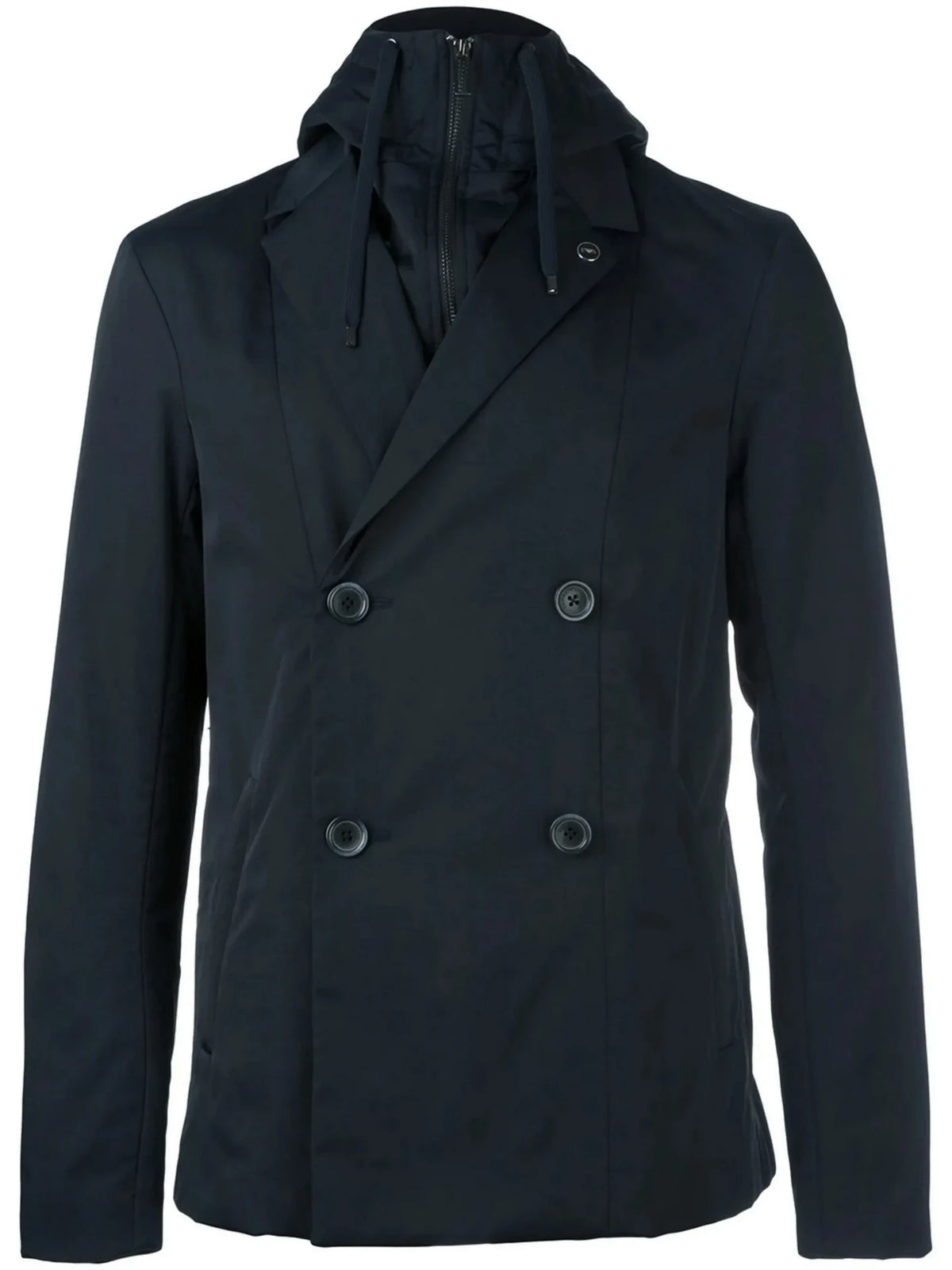 Hooded Navy Blue Caban Coat