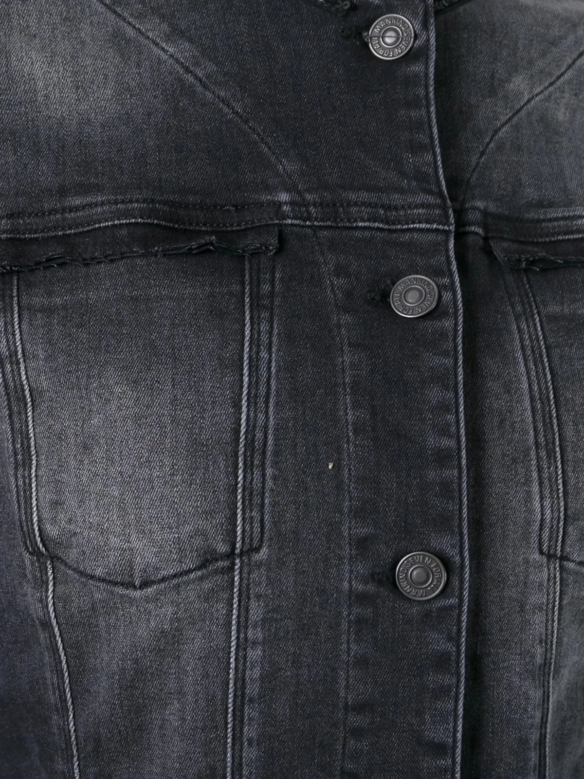 Collarless Black Denim Jacket