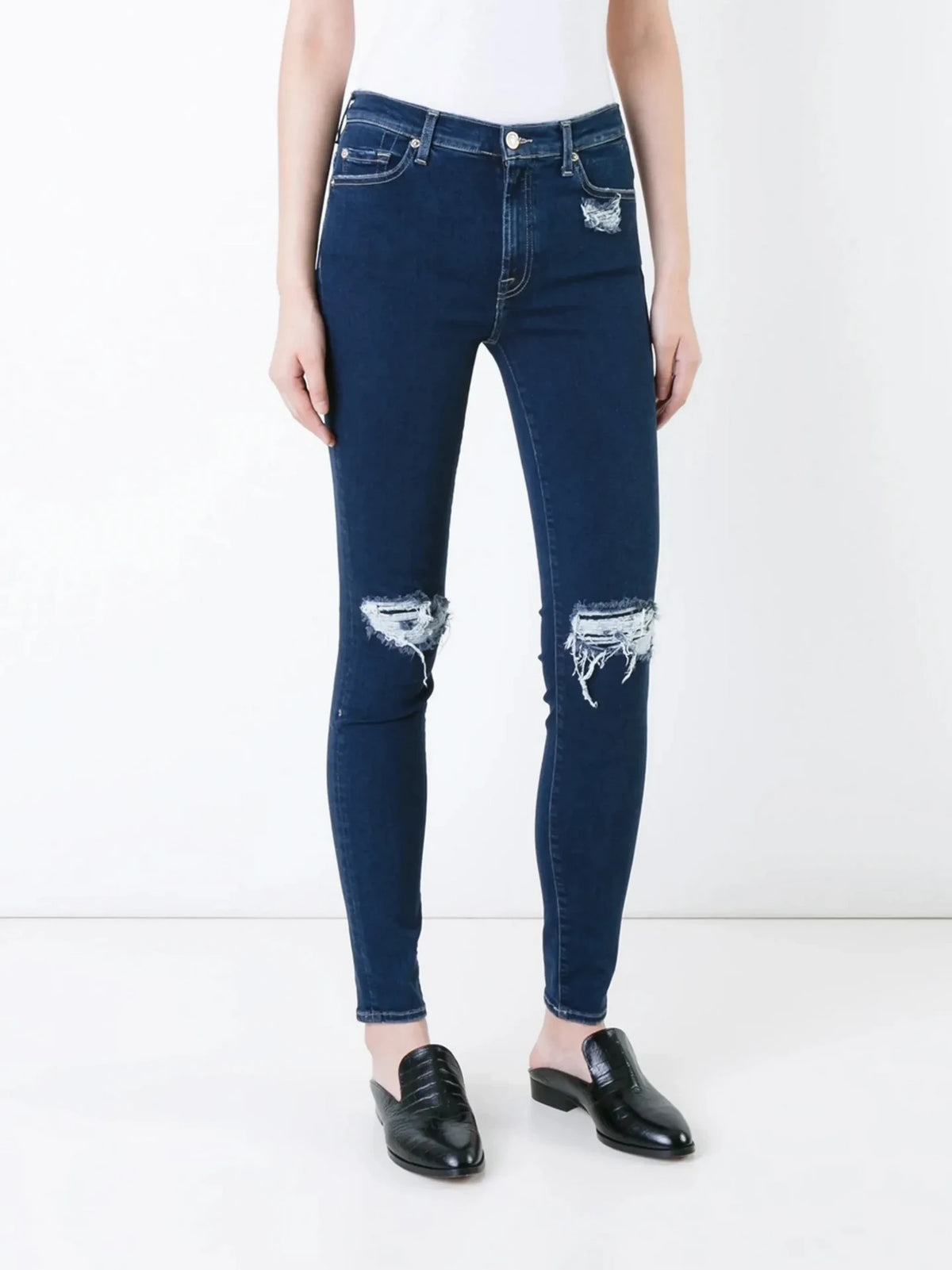 Distressed Skinny Navy Blue Jeans