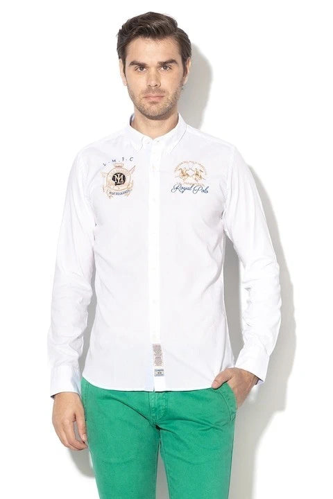 Slim Fit Embroidered White Shirt