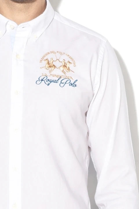 Slim Fit Embroidered White Shirt