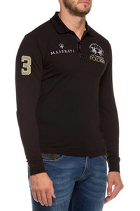 Jaquard Piquet Black Polo