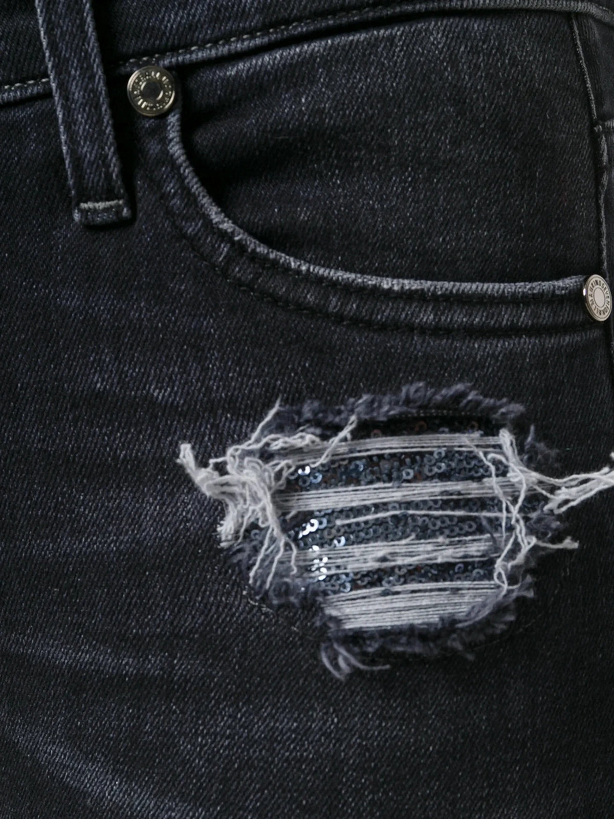 Sequined Detail Black Skinny Jeans