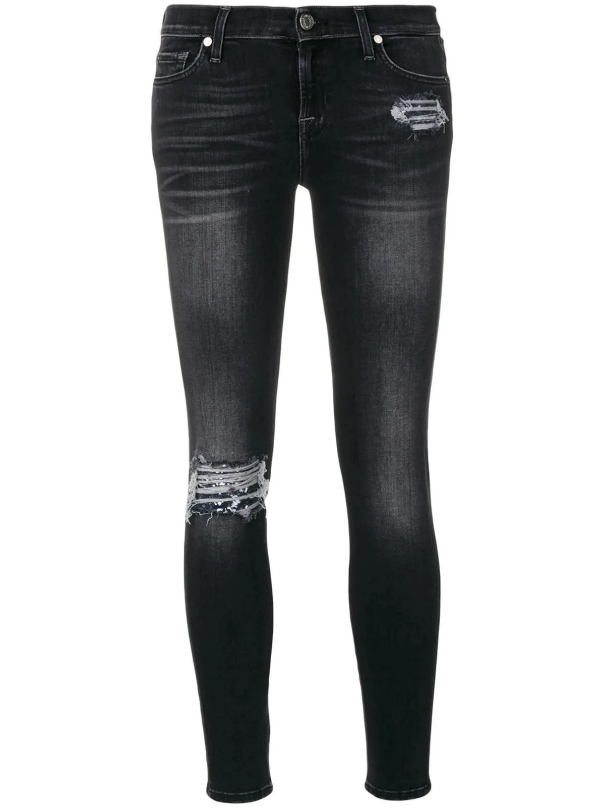 Sequined Detail Black Skinny Jeans