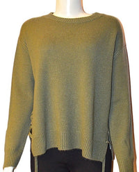 Lace-Up Cashmere Green Sweater