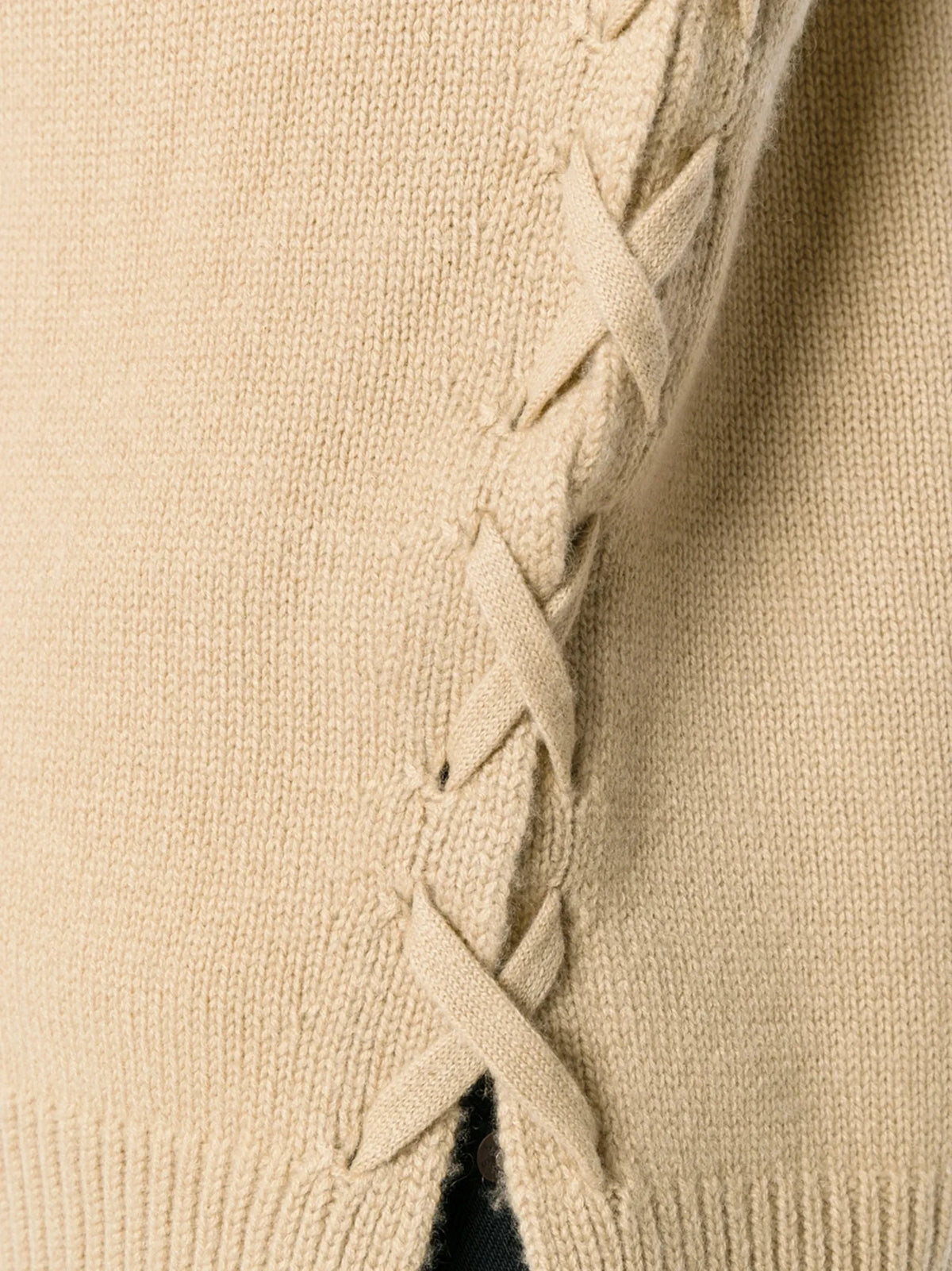 Lace-Up Cashmere Green Sweater