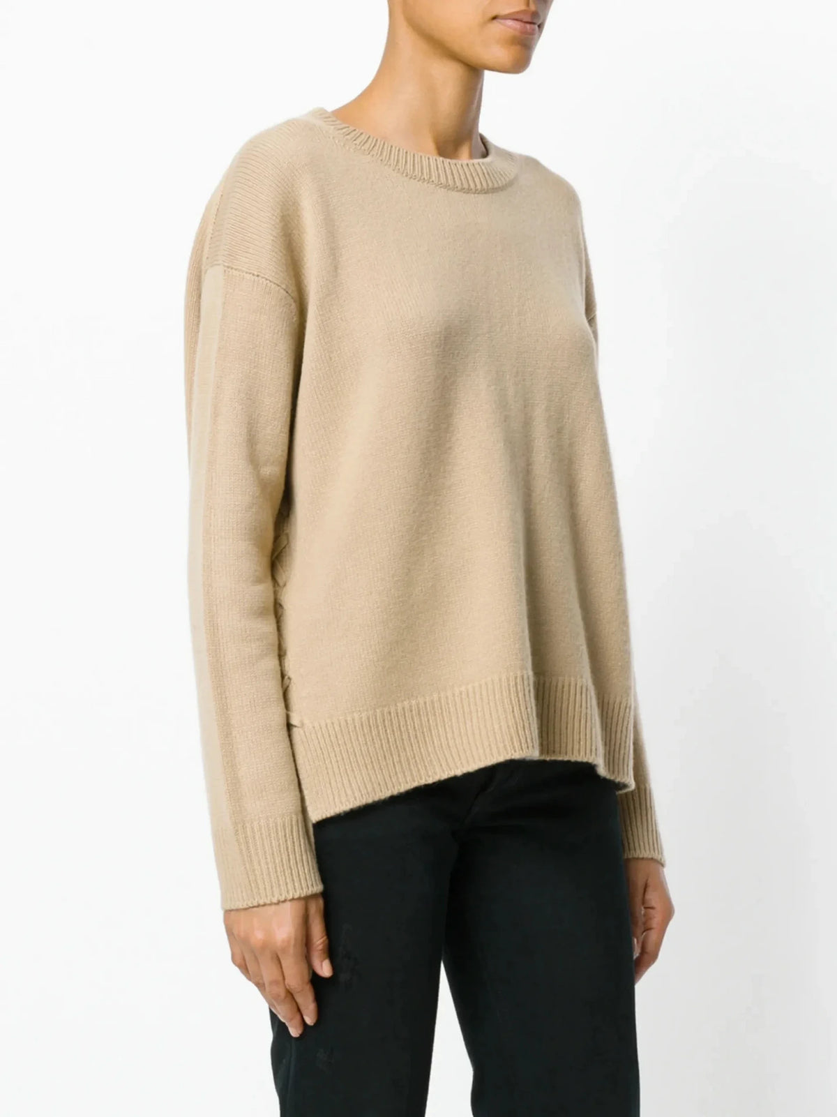 Lace-Up Cashmere Green Sweater