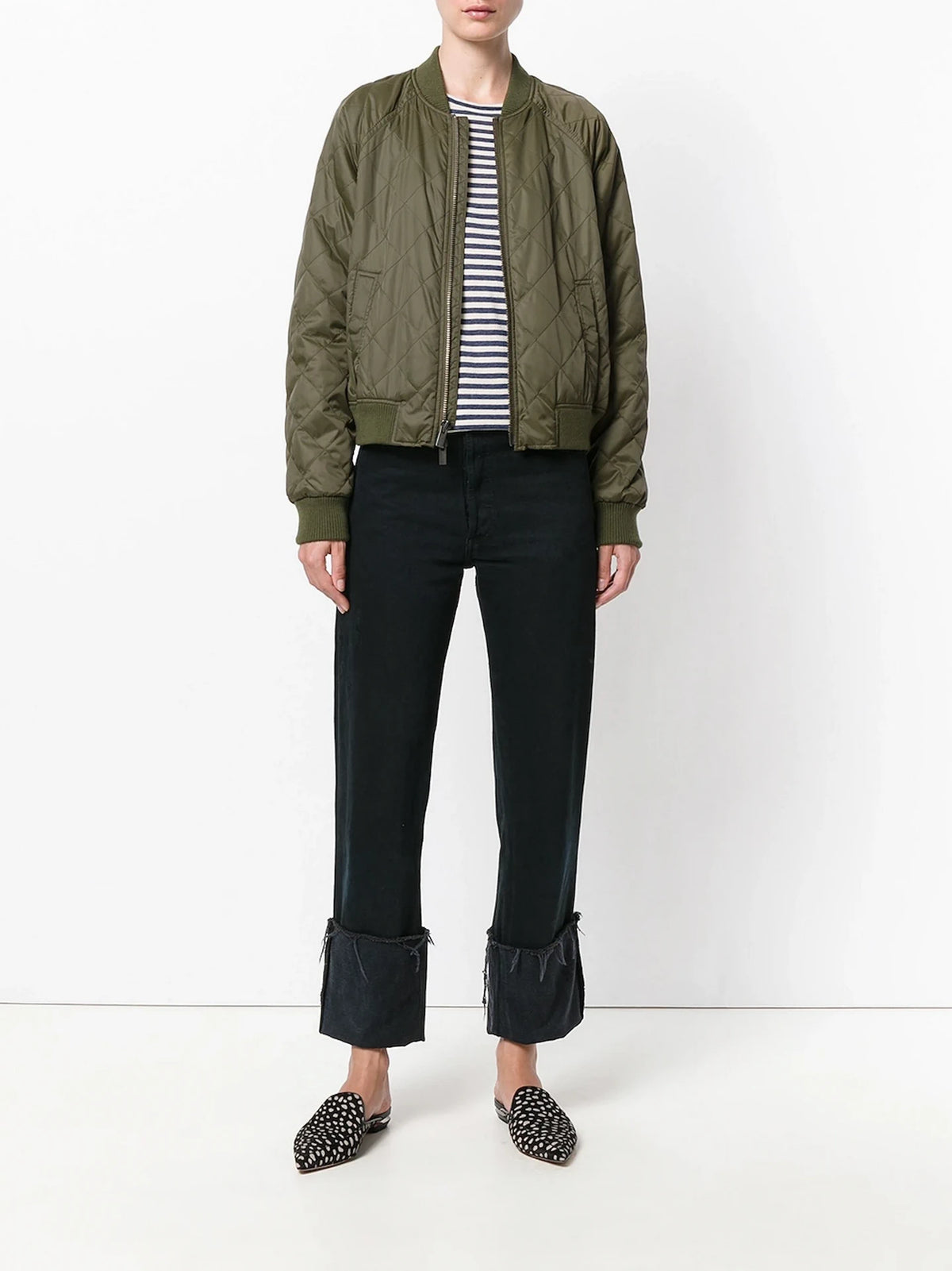 Quilted Green Bomber Jacket