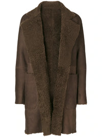 Shearling Trim Brown Coat