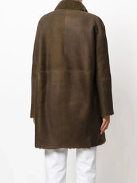 Shearling Trim Brown Coat