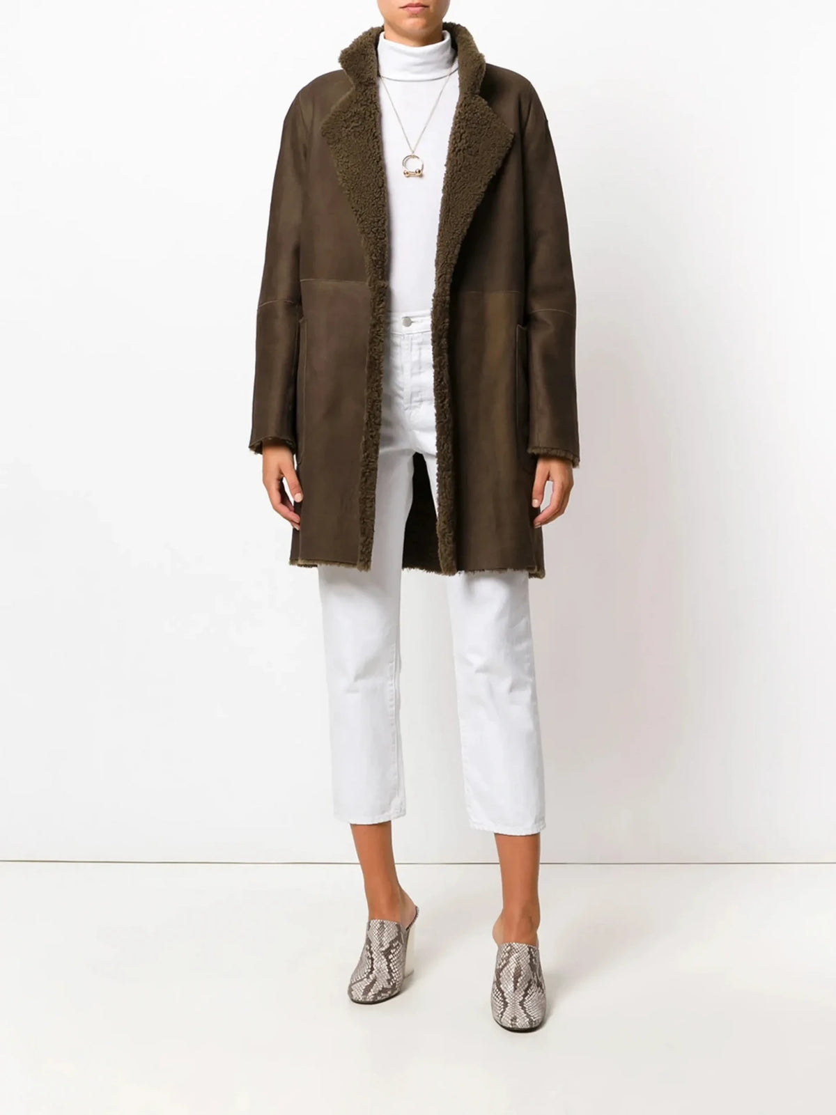 Shearling Trim Brown Coat