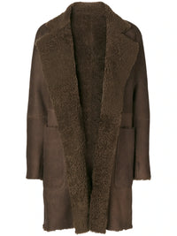 Shearling Trim Brown Coat