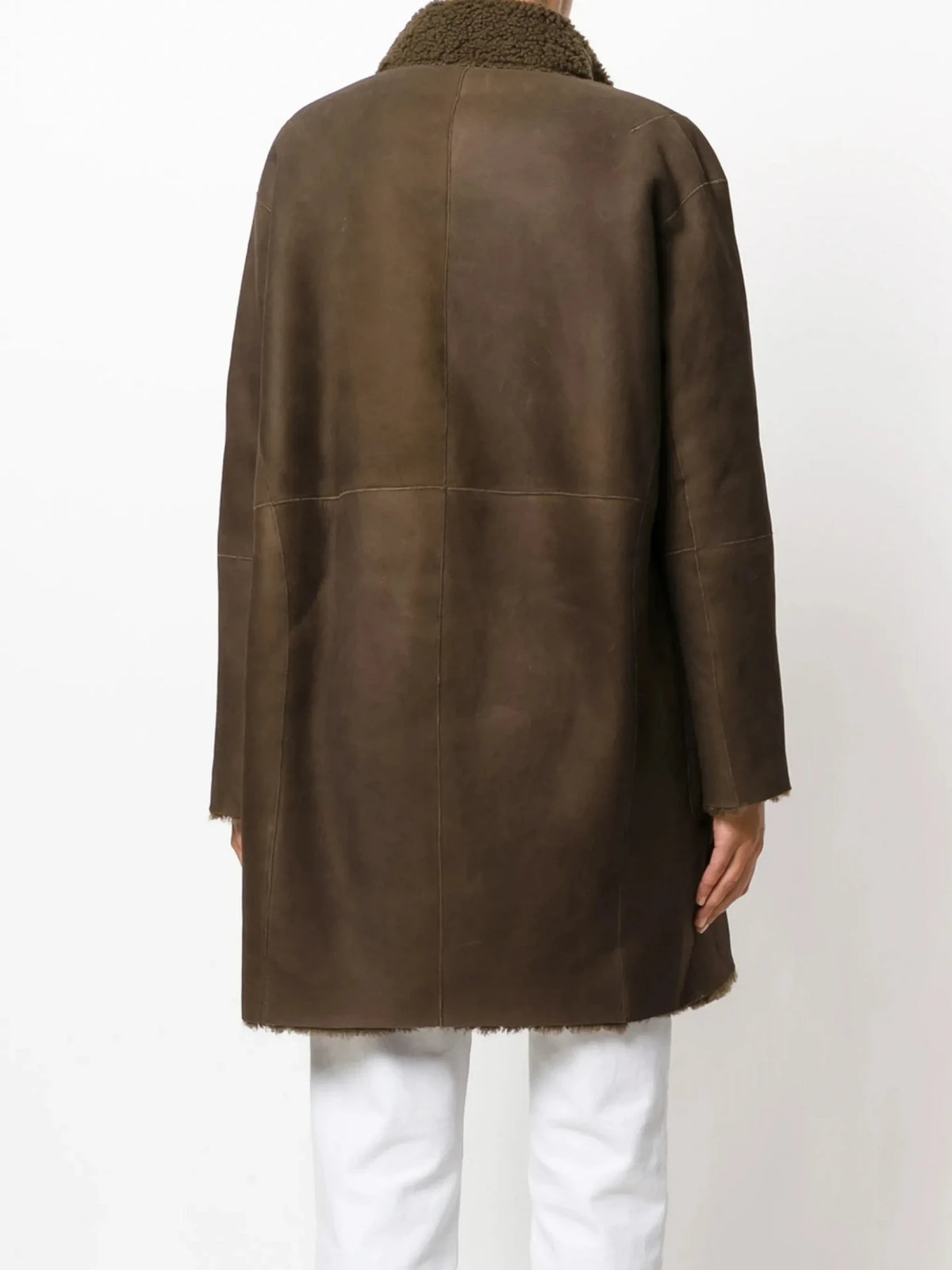 Shearling Trim Brown Coat