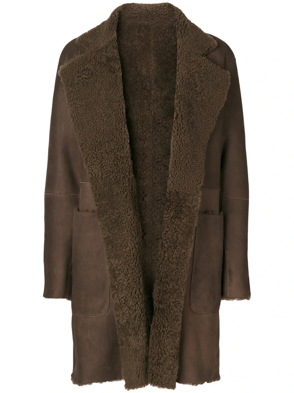 Shearling Trim Brown Coat