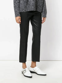 Cropped Black Leather Trousers