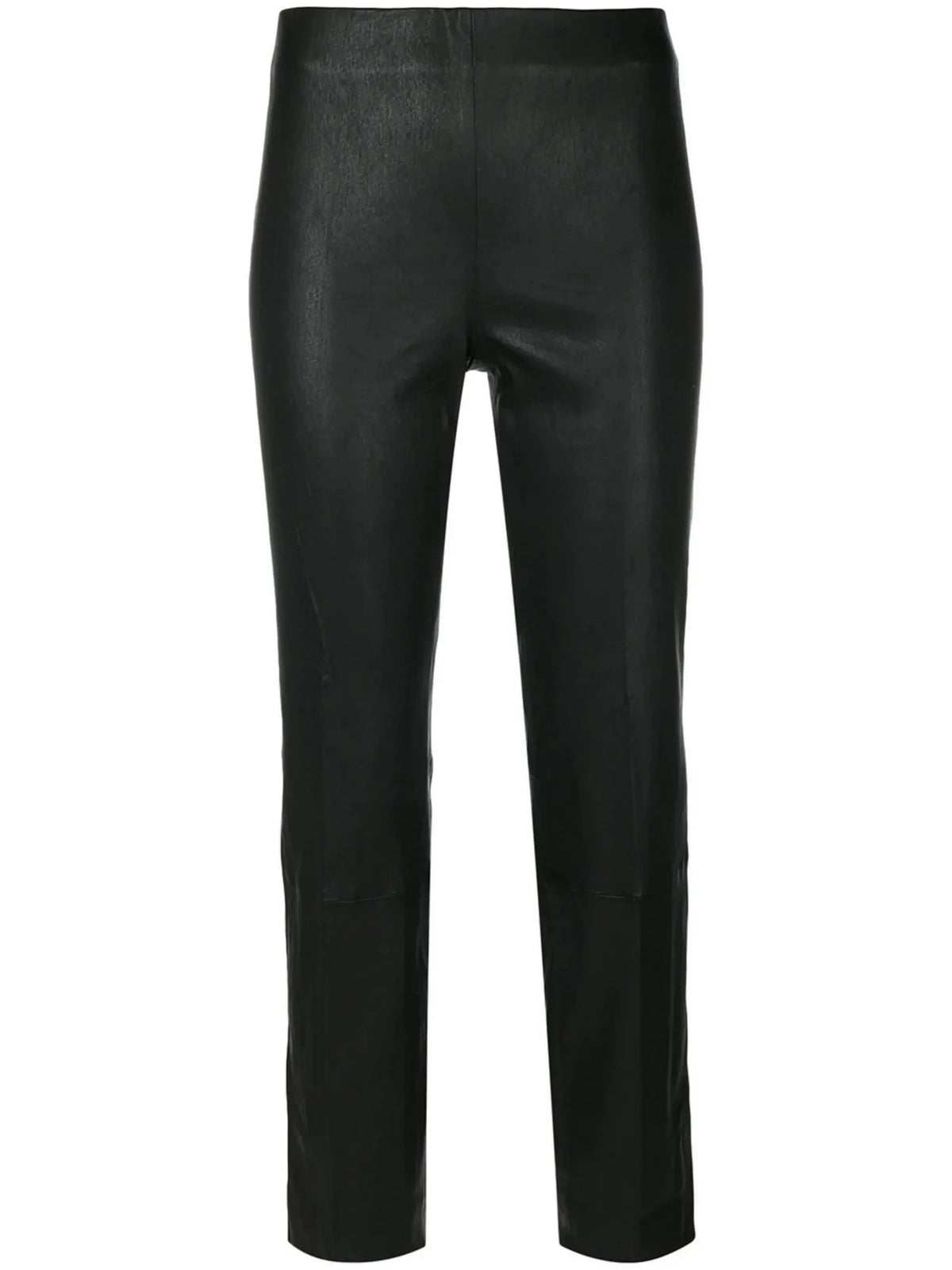Cropped Black Leather Trousers