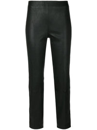 Cropped Black Leather Trousers