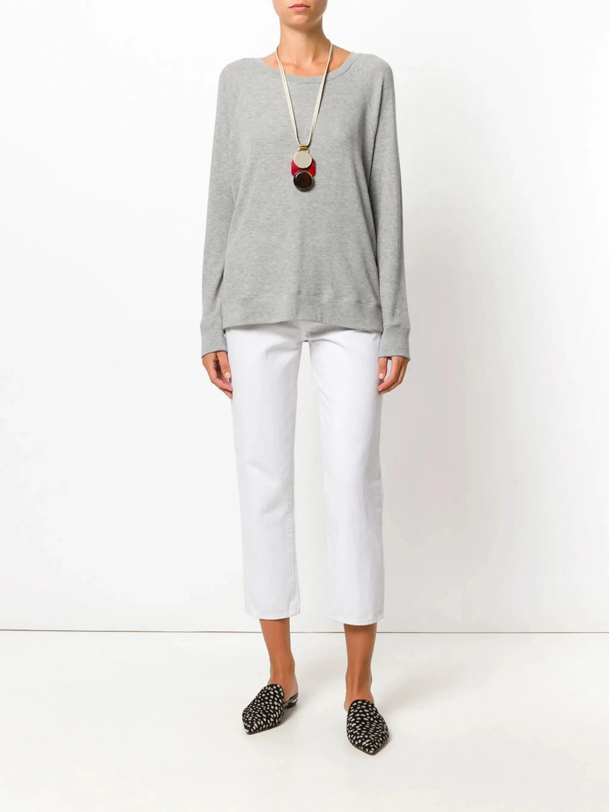 Marl Effect Grey Raglan Pullover