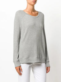 Marl Effect Grey Raglan Pullover