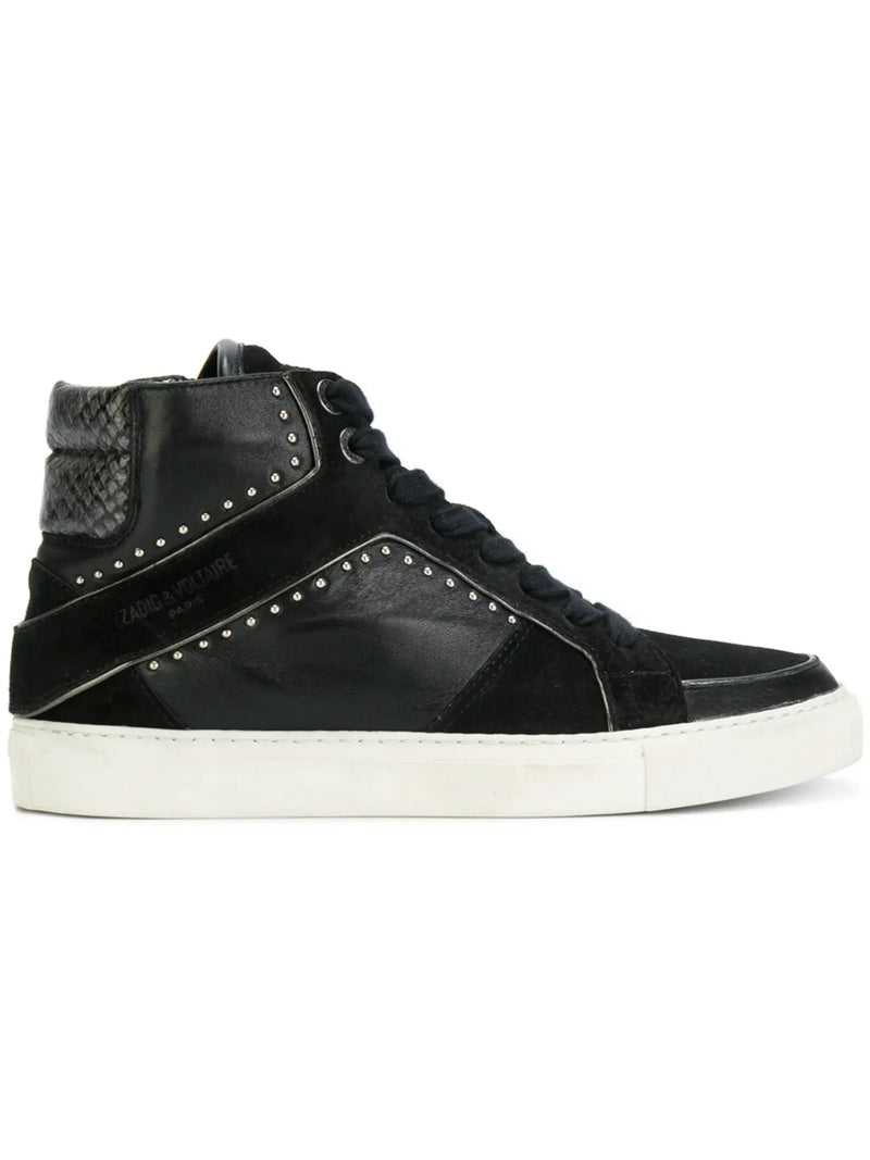 High-Top Panel Black Sneakers