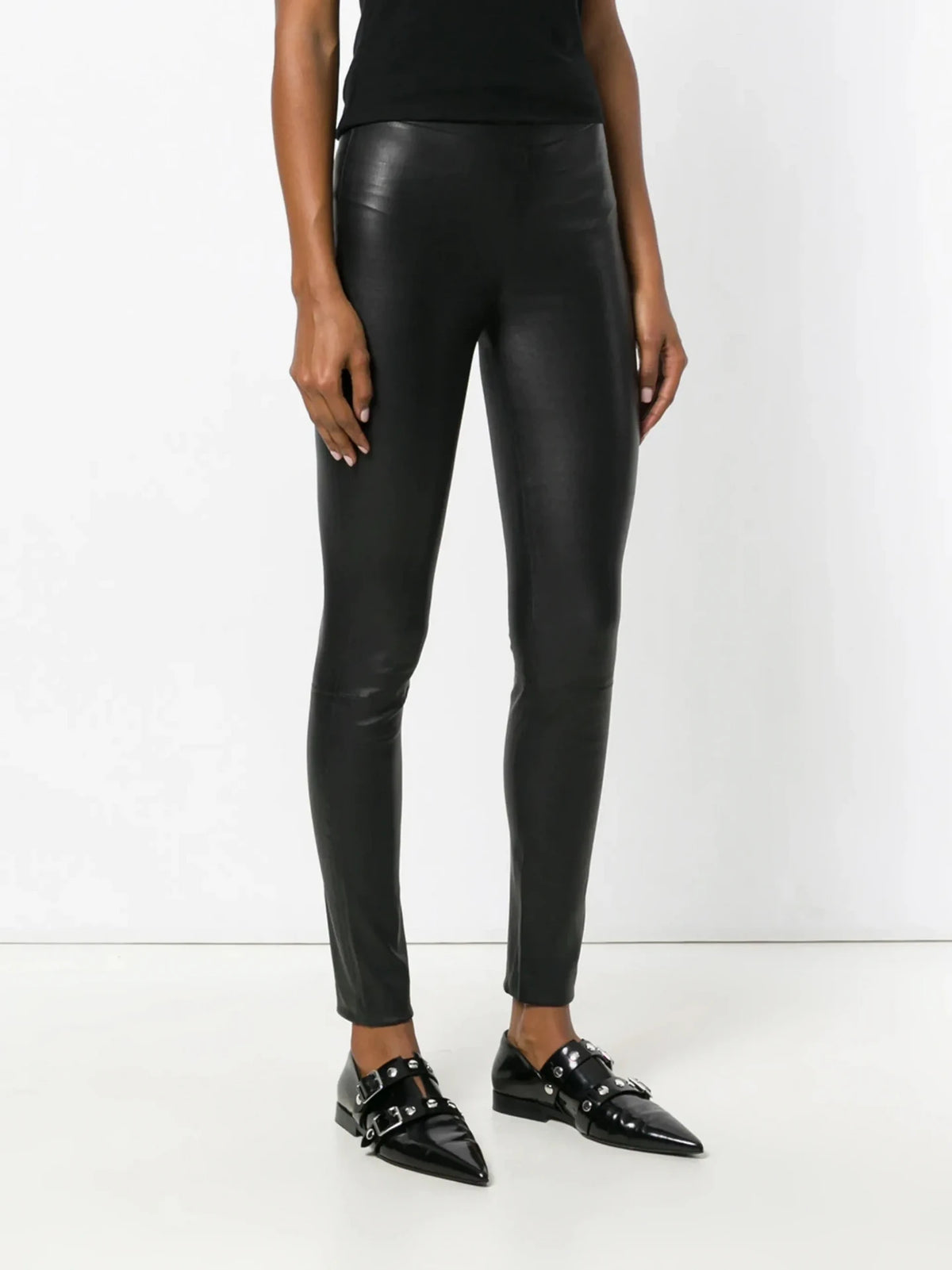 Pharel Black Leather Leggings