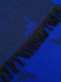 Embroidered Logo Blue Scarf
