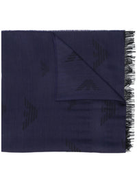 Embroidered Logo Navy Blue Scarf