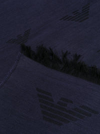 Embroidered Logo Navy Blue Scarf