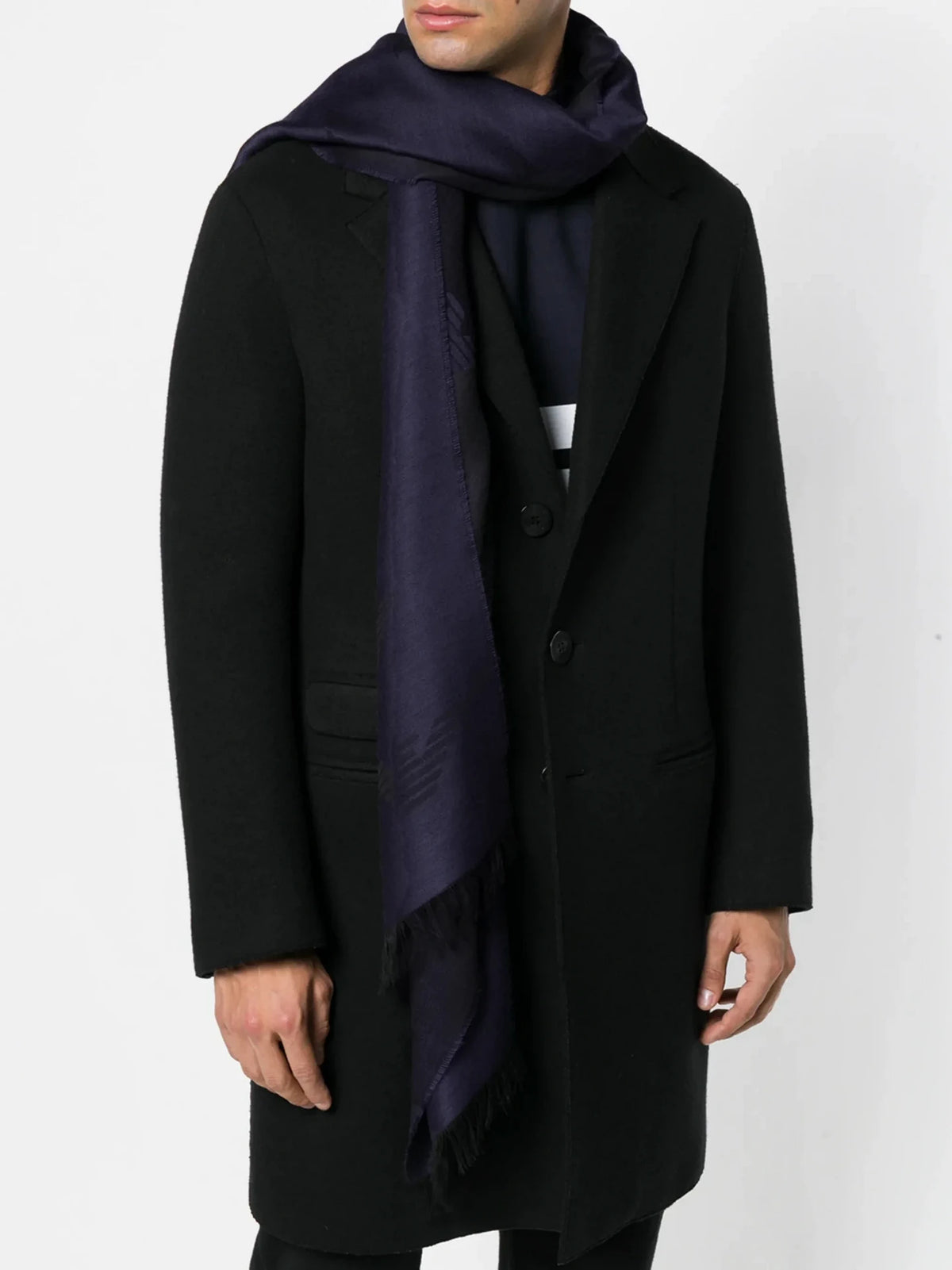 Embroidered Logo Navy Blue Scarf