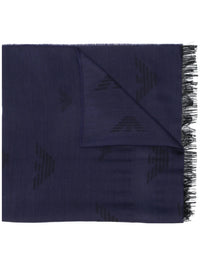 Embroidered Logo Navy Blue Scarf