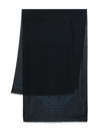 Logo-Print Navy Blue Scarf