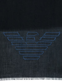 Logo-Print Navy Blue Scarf