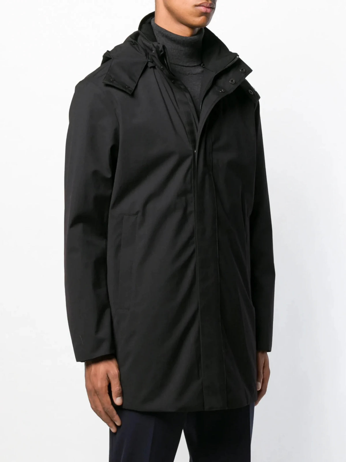 Parka Style Grey Trench Coat