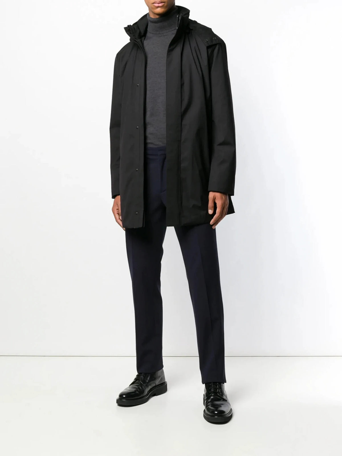 Parka Style Grey Trench Coat