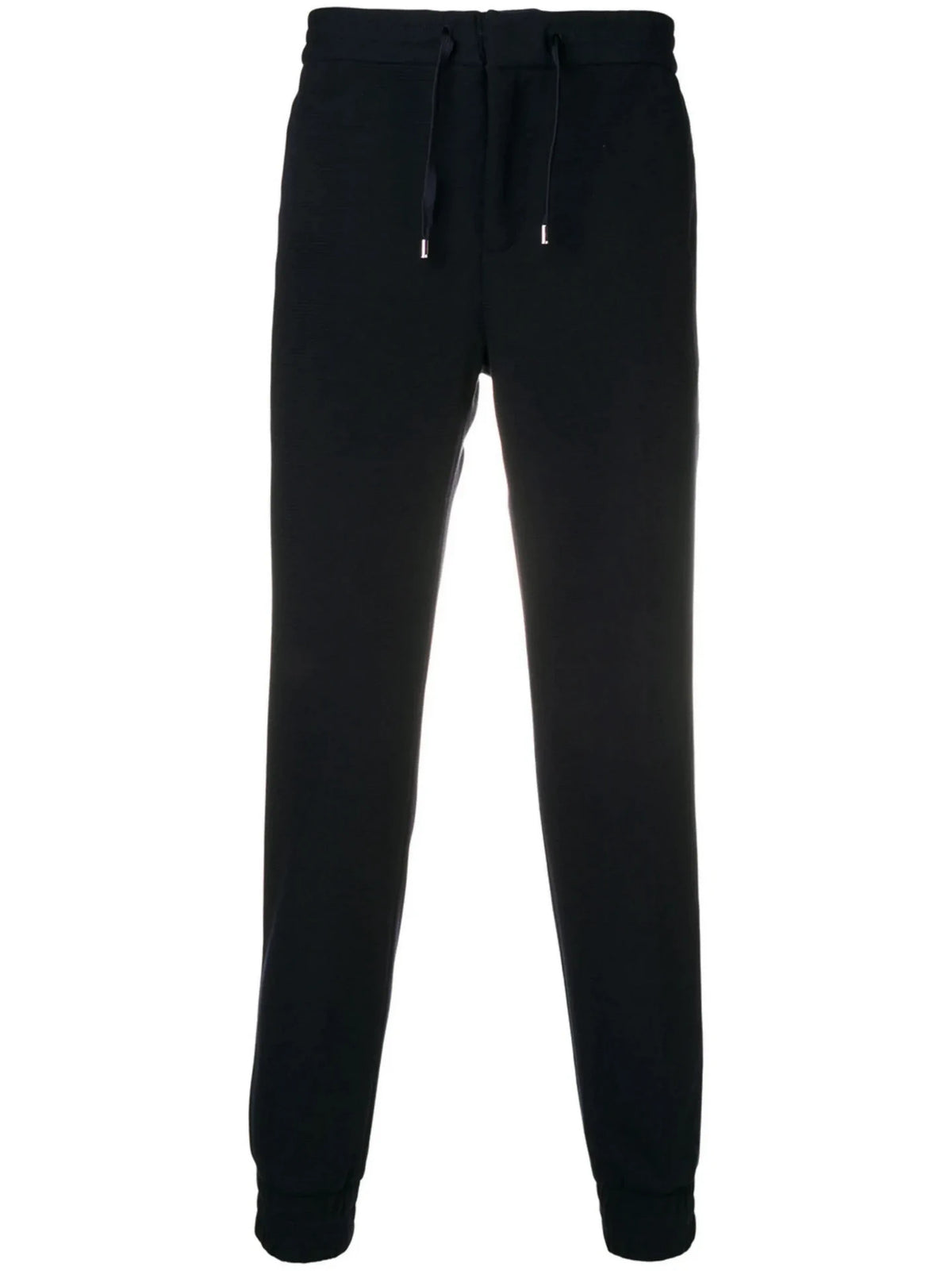 Drawstring Slim-Fit Navy Blue Trousers