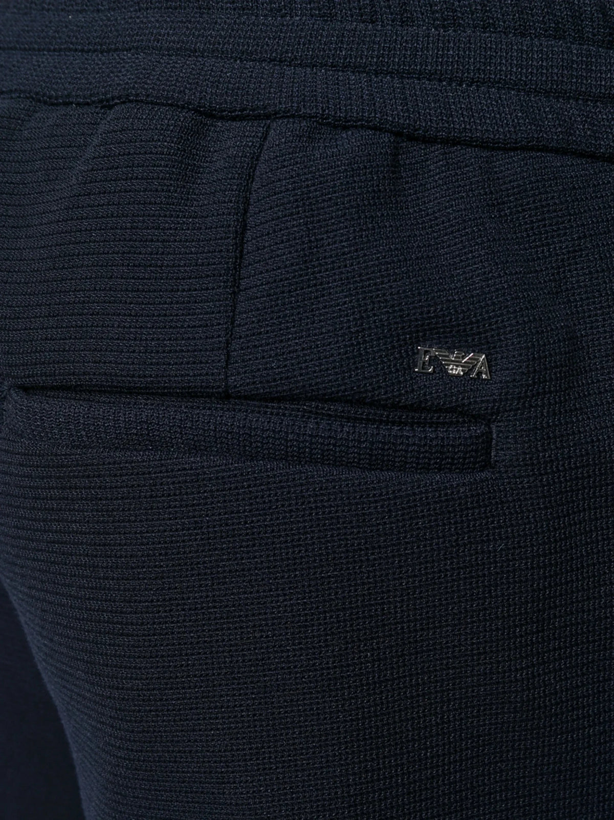 Drawstring Slim-Fit Navy Blue Trousers