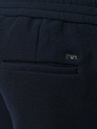 Drawstring Slim-Fit Navy Blue Trousers