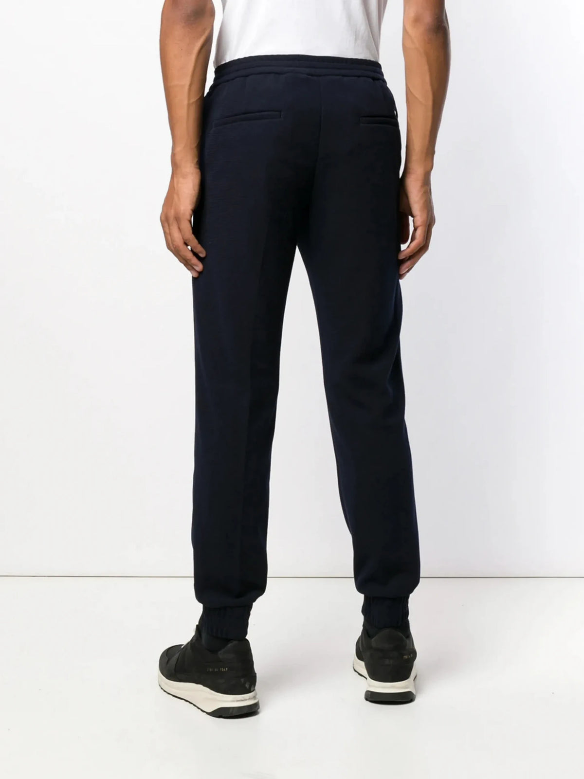Drawstring Slim-Fit Navy Blue Trousers