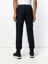 Drawstring Slim-Fit Navy Blue Trousers