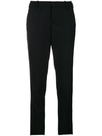 High-Waisted Slim-Fit Black Trousers