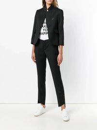 High-Waisted Slim-Fit Black Trousers