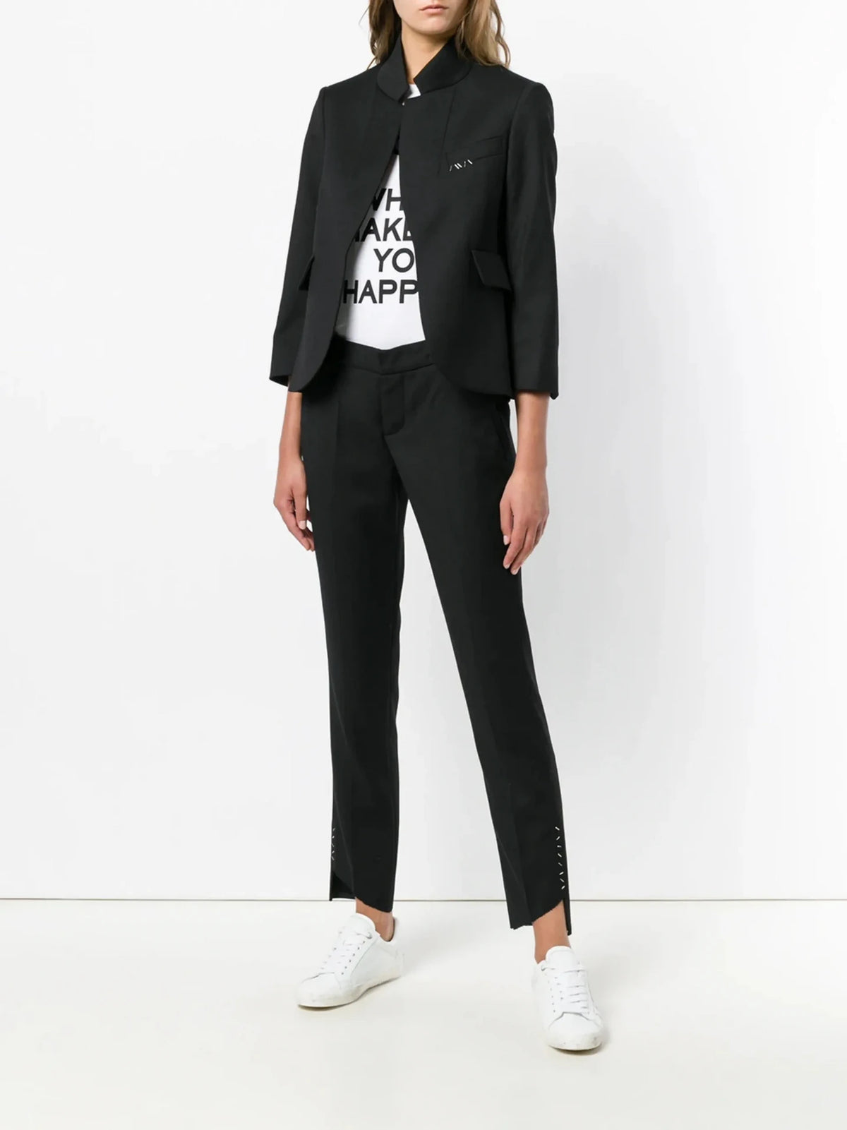 High-Waisted Slim-Fit Black Trousers