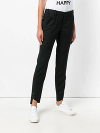 High-Waisted Slim-Fit Black Trousers