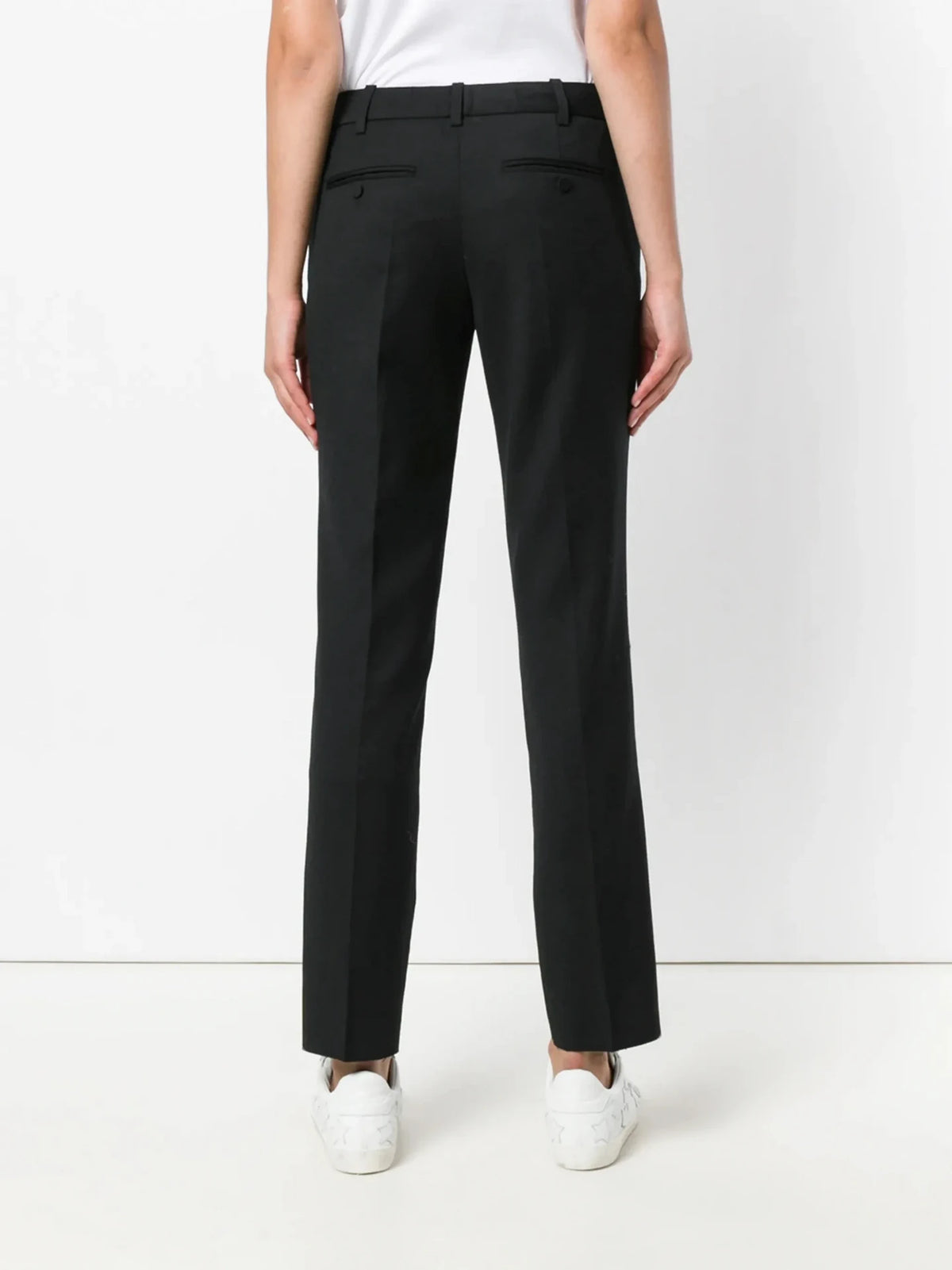 High-Waisted Slim-Fit Black Trousers