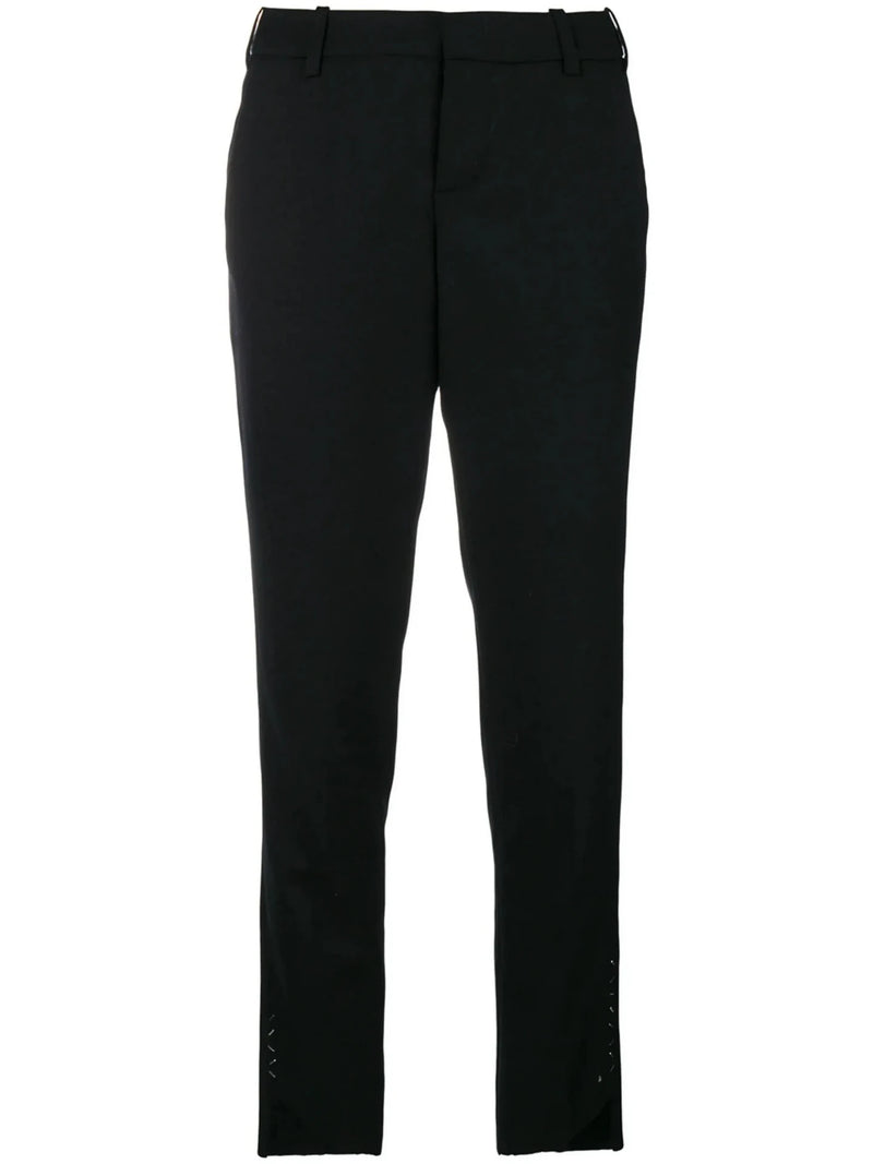 High-Waisted Slim-Fit Black Trousers