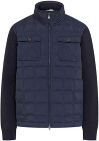 Contrast Padded Navy Blue Overcoat