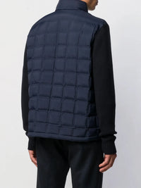Contrast Padded Navy Blue Overcoat
